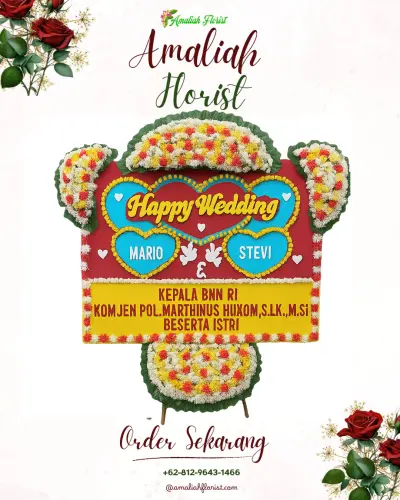 Karangan Papan Bunga Pernikahan di Yudanagara